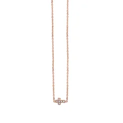 Gold & Pave Diamond Tiny Cross Necklace