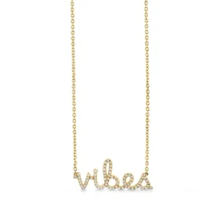 Gold & Pave Diamond Vibes Necklace