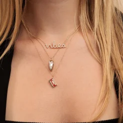 Gold & Pave Diamond Vibes Necklace