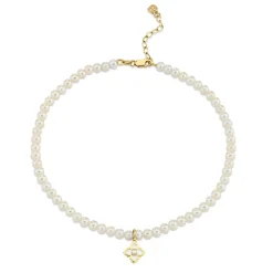 Gold & Pearl Mini Moroccan Flower Anklet on Fresh Water Pearls
