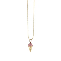 Gold & Pink Sapphire Ice Cream Charm