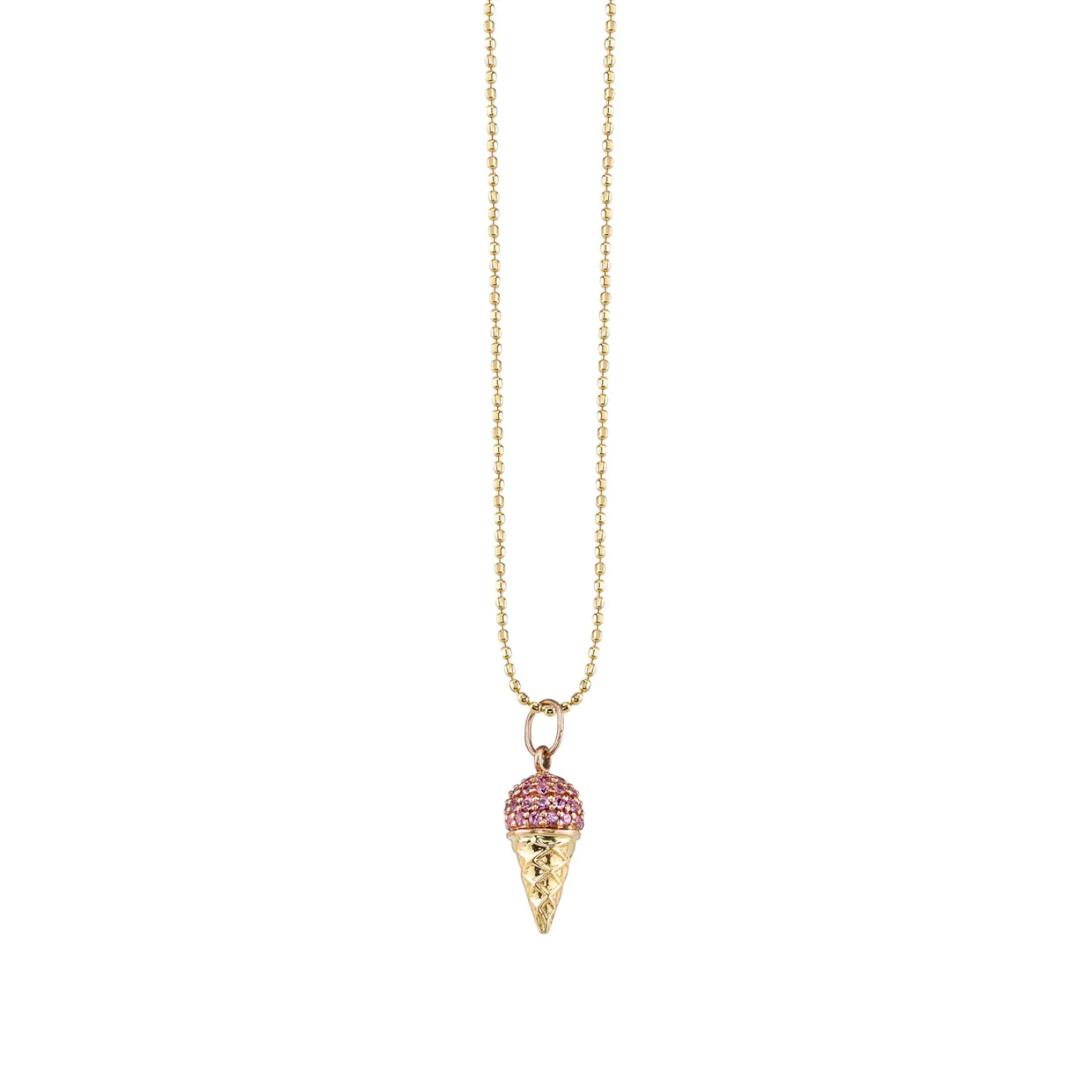 Gold & Pink Sapphire Ice Cream Charm