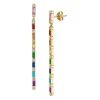 Gold & Rainbow Baguette & Bezel Drop Earrings