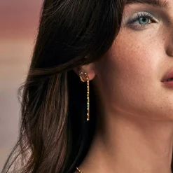 Gold & Rainbow Baguette & Bezel Drop Earrings