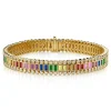 Gold & Rainbow Baguette and Round Bezel Eternity Bracelet