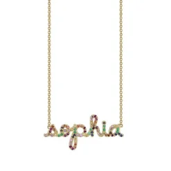 Gold & Rainbow Custom Script Necklace
