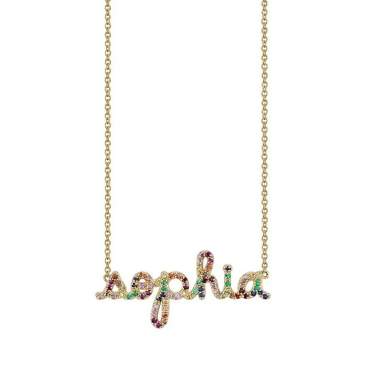 Gold & Rainbow Custom Script Necklace