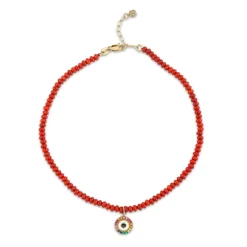 Gold & Rainbow Eye Red Sea Bamboo Anklet