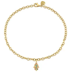 Gold & Rainbow Hamsa Anklet