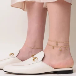 Gold & Rainbow Hamsa Anklet