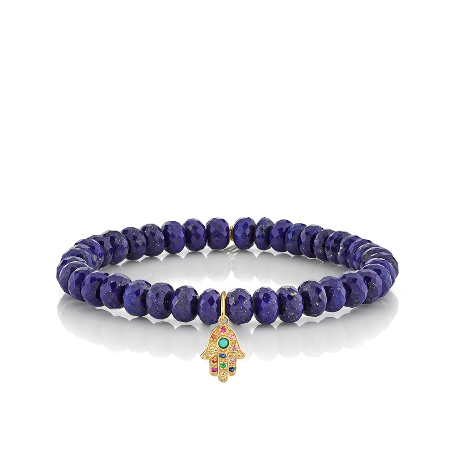 Gold & Rainbow Hamsa on Lapis
