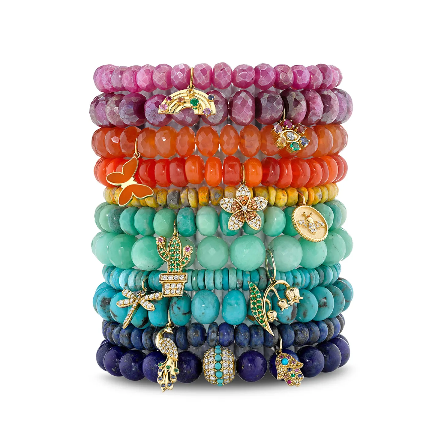Gold & Rainbow Hamsa on Lapis