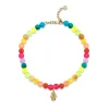 Gold & Rainbow Hamsa Rainbow Jade Anklet