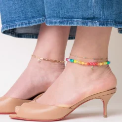 Gold & Rainbow Hamsa Rainbow Jade Anklet