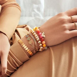 Gold & Rainbow Happy Face Eternity Bracelet