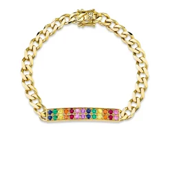 Gold & Rainbow Id Bar Bracelet