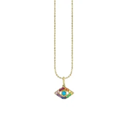 Gold & Rainbow Large Bezel Eye Charm