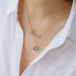 Gold & Rainbow Large Bezel Eye Charm