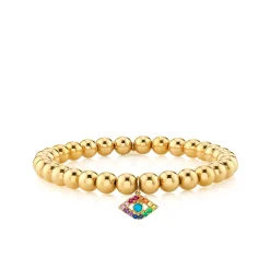 Gold & Rainbow Large Eye on Gold Beads
