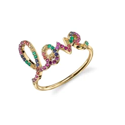 Gold & Rainbow Large Love Ring