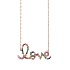 Gold & Rainbow Large Love Necklace