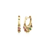 Gold & Rainbow Marquise Eye Fringe Huggies