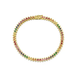 Gold & Rainbow Marquise Eye Tennis Bracelet