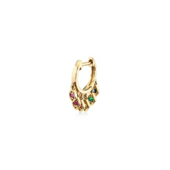 Gold & Rainbow Marquise Eye Fringe Huggies