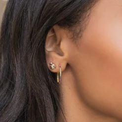 Gold & Rainbow Medium Hoops