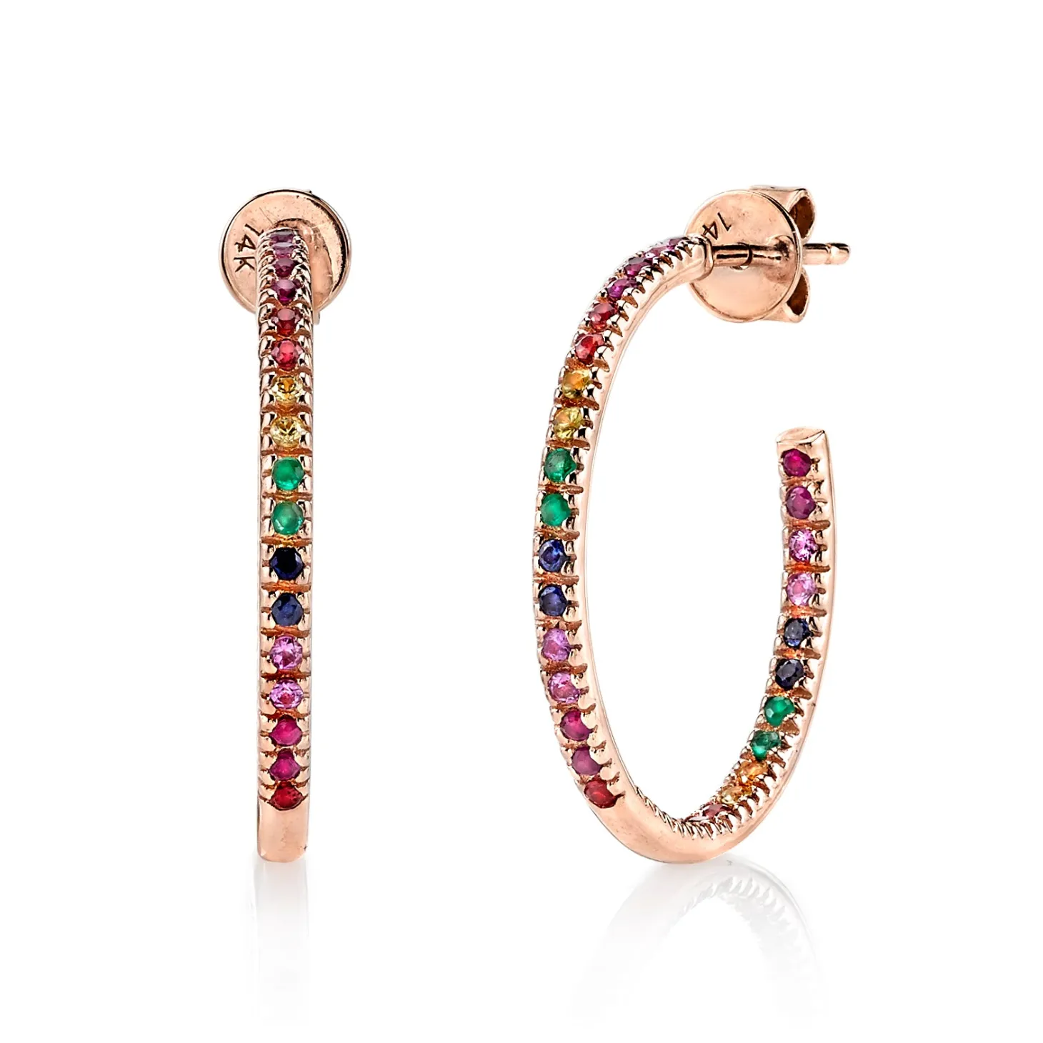 Gold & Rainbow Medium Hoops