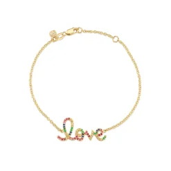 Gold & Rainbow Medium Love Bracelet
