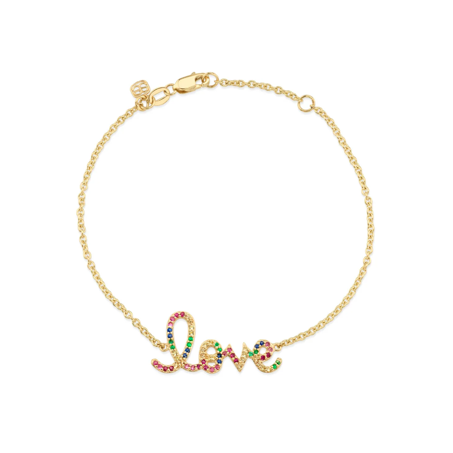 Gold & Rainbow Medium Love Bracelet