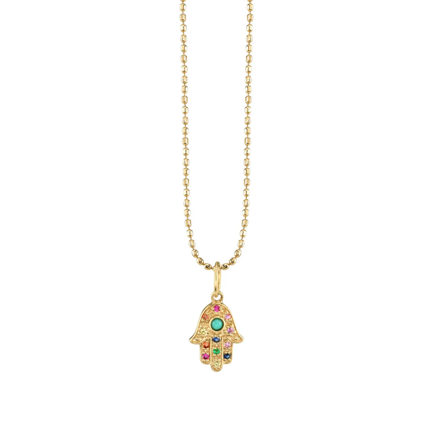 Gold & Rainbow Mini Hamsa Charm