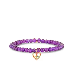 Gold & Rainbow Peace Heart on Amethyst