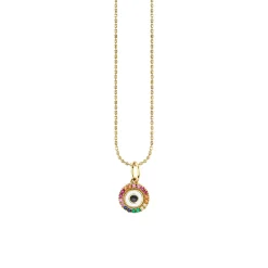 Gold & Rainbow Small Enamel Round Eye Charm