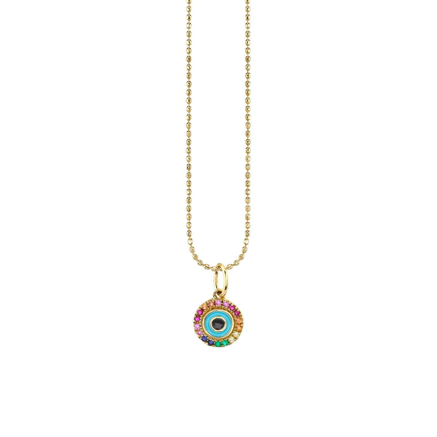 Gold & Rainbow Small Enamel Round Eye Charm