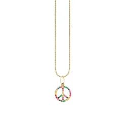 Gold & Rainbow Small Peace Sign Charm