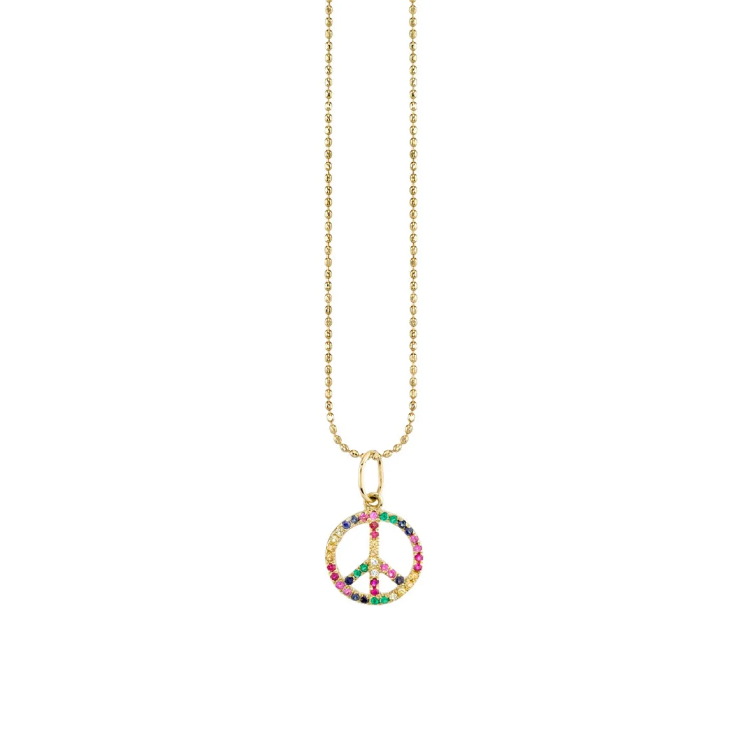 Gold & Rainbow Small Peace Sign Charm