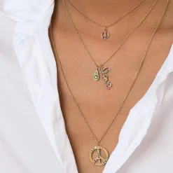 Gold & Rainbow Small Peace Sign Charm