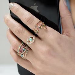 Gold & Rainbow 7-Stone Ring
