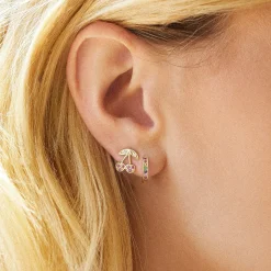 Gold & Ruby Cherry Stud