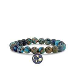 Gold & Sapphire Celestial Medallion on Jasper