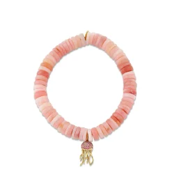 Gold & Sapphire Jellyfish on Pink Opal