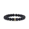 Gold & Sapphire 8mm Scallop Edge Pave Rondelle on Blue Goldstone