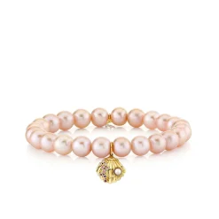 Gold & Sapphire Ombre Clam Shell on Rose Pearls