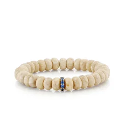 Gold & Sapphire Rondelle on Cream Jasper