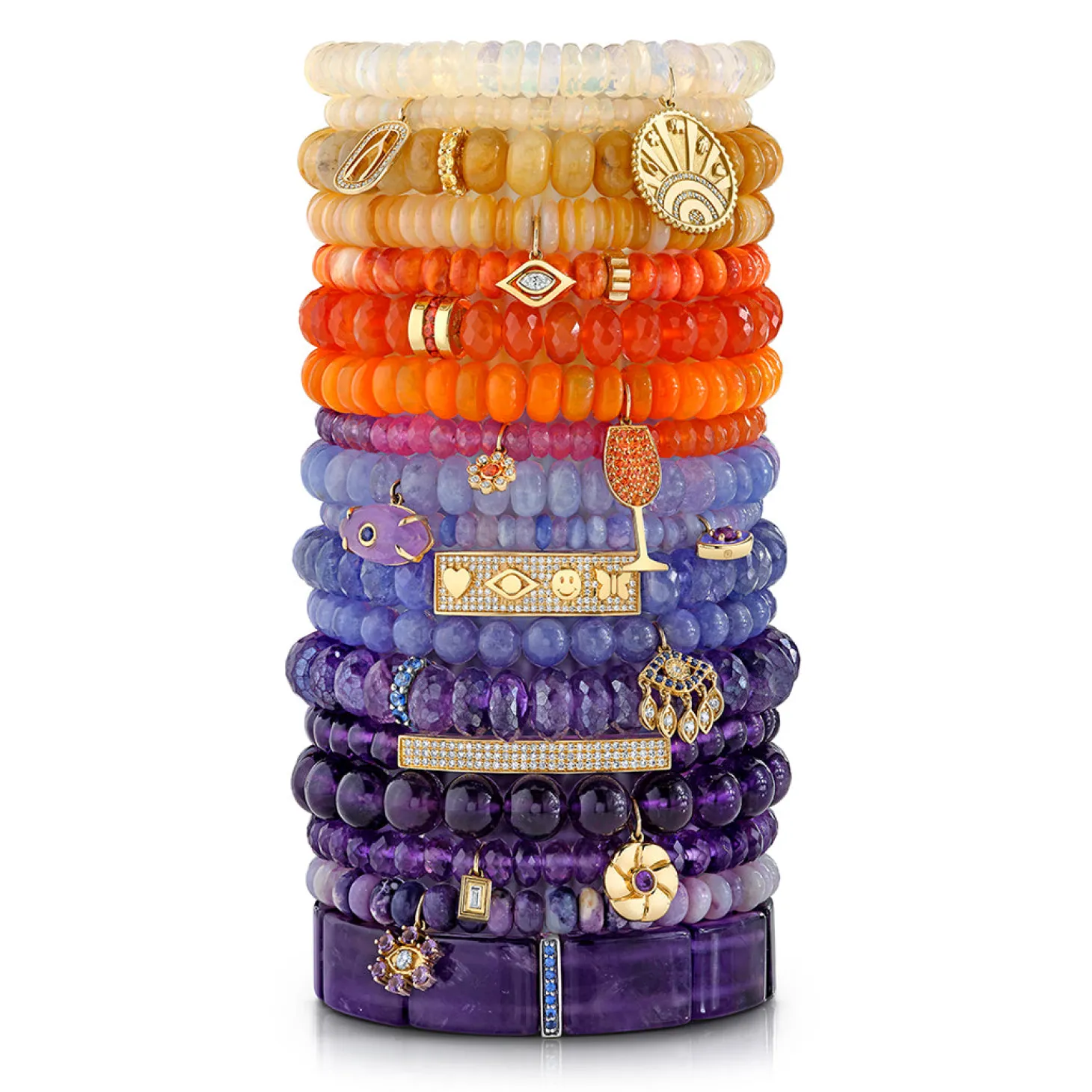 Gold & Sapphire Rondelle on Amethyst