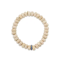 Gold & Sapphire Rondelle on Cream Jasper