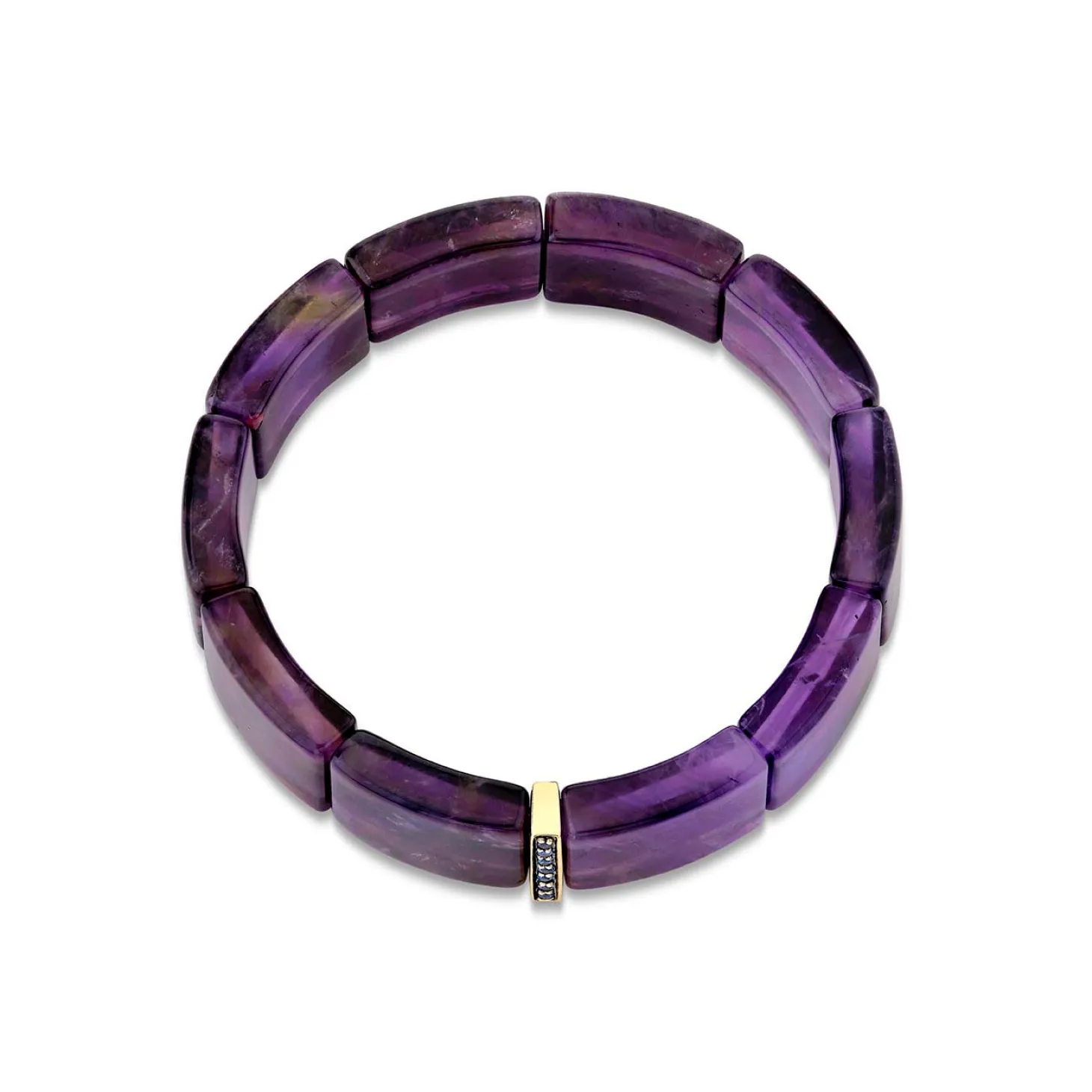 Gold & Sapphire Single Row Spacer On Amethyst