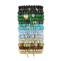 Gold & Turquoise Fluted Rondelle on Jasper